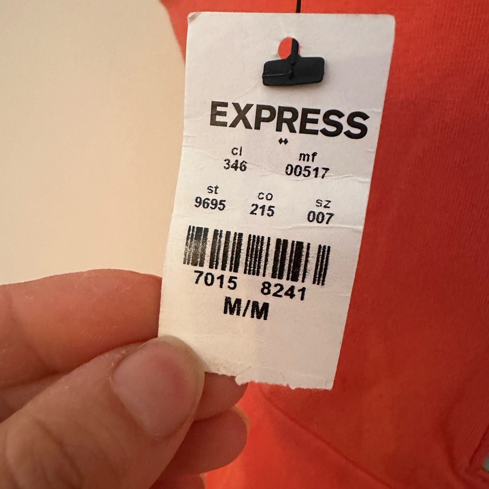 Express Vibrant Coral Mini Sleeveless Dress Exposed Green Silver Zipper Sz M/M - Picture 10 of 15